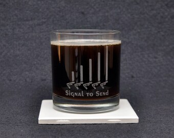 Ice Climbing Signal to Send Alpine Technical Outdoor Sport Themed Etched Whiskey 11oz Rocks Glass - Made in USA