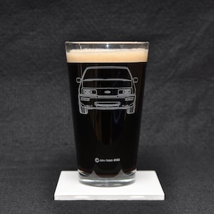 Merkur XR4Ti Ford Sierra 1980&#39;s Turbo Sports Car Enthusiast Driving Themed Etched Beer Pint Glass Gift, Original Artwork, Made in USA!