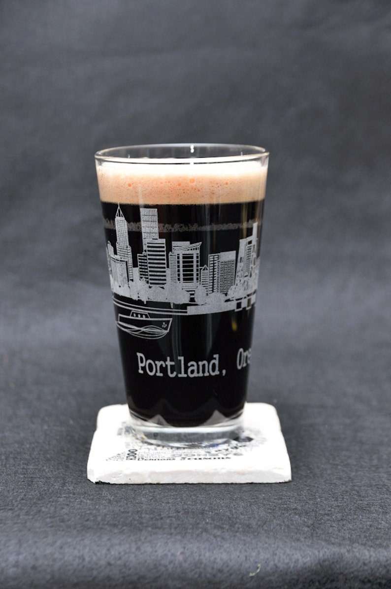 4TheAdventure Downtown City Skyline Beer Pint Glass