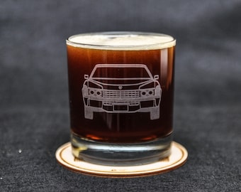 1968 Cadillac Eldorado Themed, Detroit Motown, American Donk Enthusiast Etched Whiskey Rocks Glass Gift Original Artwork Made in USA!