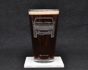 Toyota Land Cruiser FJ62 60 Series 4x4 Off Road Driving Themed Etched Beer Pint Glass Gift, Original Artwork, USA Made, FJ62 Landcruiser
