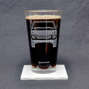 Toyota Land Cruiser FJ100 100 Series 4x4 Off Road Driving Themed Etched Beer Pint Glass Gift, Original Artwork, USA Made, Landcruiser
