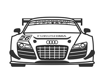 Glassware with Turner Audi R8 GTM GT3 Race Car Etching, Choose Rocks or Pint Glass, Special Order for BL