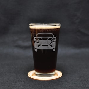 Jaguar F-Pace SVR Sports SUV Enthusiast Driving Themed Etched Beer Pint Glass Gift, Original Artwork, Made in USA!