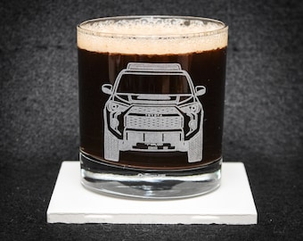 Toyota 4Runner 5th Gen Japanese 4x4 Off Road Enthusiast Etched Whiskey Rocks Glass Gift Original Artwork Made in USA!