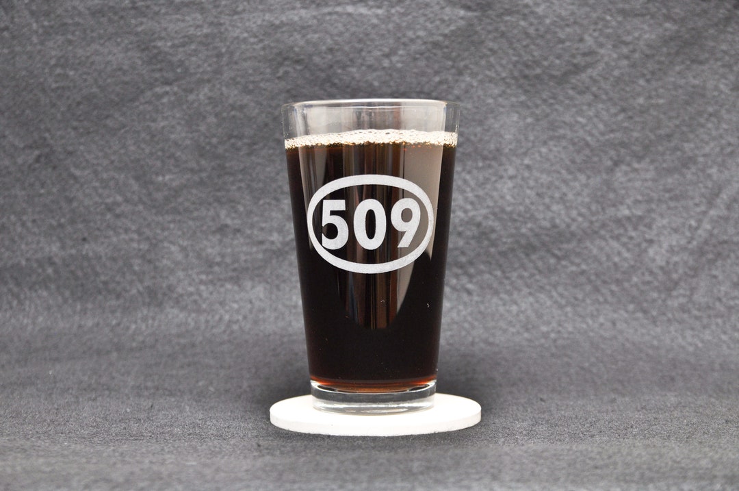 Spokane, Eastern Washington State Area Code 509 Etched Beer Pint Glass ...