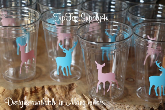 antlers Baby Shower,boy birthday Vinyl B-75 buck 24+ deer head clear party disposable cups or 20+ decals hunter Outdoor party