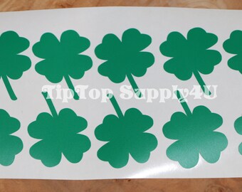 20 + Four Leaf Clover vinyl stickers. Party decoration, Shamrock, Saint Patties Day, St. Patrick's Day, Good Luck Party, 4 leaf clover.B-145