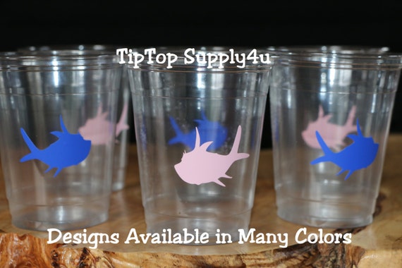24 One Fish 2 Fish Pink Fish Blue Fish.clear Plastic Cups or 20