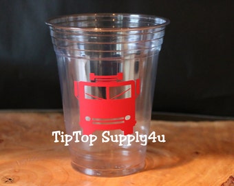 24+ fire truck fire fighter birthday party cups clear disposable. Fireman, firetruck, birthday party, boy birthday,fireman, birthday.C-170