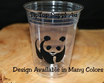 24+ Panda Bear disposable Cups or 20+ vinyl decals only. Birthday party, animal party decor, birthday decor, Jungle theme party, zoo. C-280
