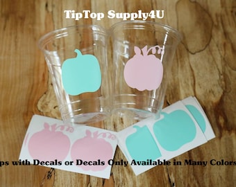 24+ gender reveal my little pumpkin clear disposable cup or 20+ vinyl decals. Baby Shower, sprinkle party, boy or girl, Halloween. C-375