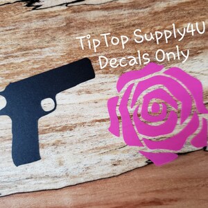 24+ Guns N Roses clear disposable cups or 20+ vinyl decals. Baby Shower, Gender reveal, Birthday party, pistol,rose, sprinkle party.C219+164 image 3