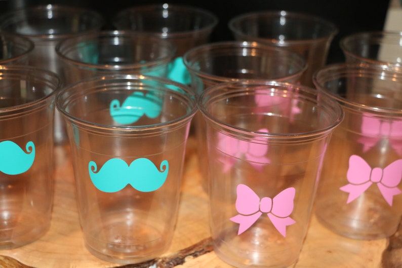 24mustache & Bow clear disposable cups or 20 vinyl decals. Etsy
