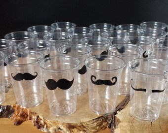 24+ mustache Cup with 5 mustache designs or 20+ vinyl decals.Baby Shower, staches,Mustache Bash, Little Man Party. Disposable cups. B-47