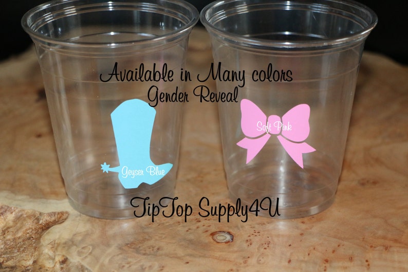 24 boot & Bow clear disposable cup or 20 vinyl decals.Baby Etsy