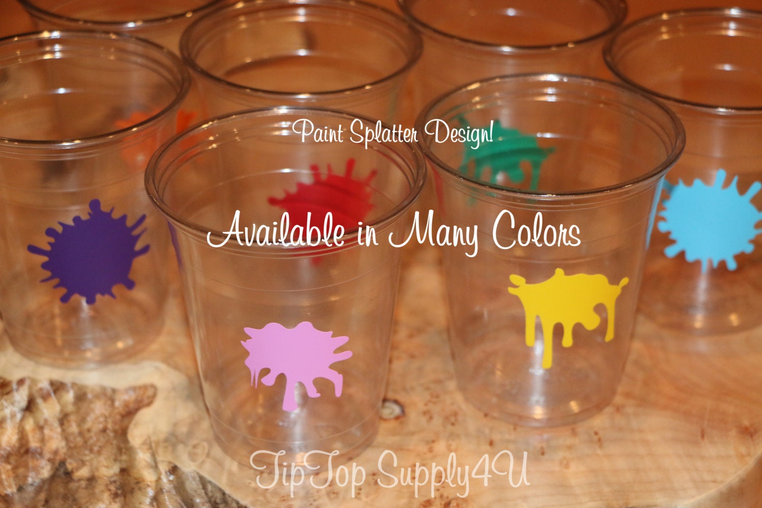 24 paint splatter vinyl 10 oz. 12 oz. or 16 oz. disposable Etsy