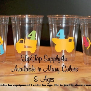 24+  Construction Birthday Party Cups or 20+ vinyl decals of each. Traco, construction zone,dozer, heavy equipment,dump truck, boy.C-92-94