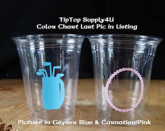 Más de 24 vasos desechables transparentes con forma de putter o perlas, o más de 20 calcomanías de vinilo. Baby Shower, revelación de género, perlas, golf, niño o niña, confeti. C-179 C-163