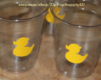 24+ rubber duck clear disposable party cups 1 duck per cup or 20+ vinyl decals only. Baby Shower, Baby Birthday,duck decor,party.Vinyl B-116