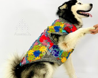 Extra Large Poncho Sweater Typical Mexican Embroidery for Dog