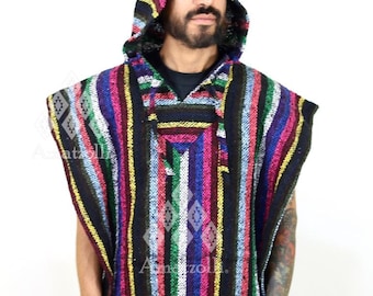 Poncho Jorongo Unisex con Mexican Artisan Hood mod. Gergo