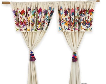 Mexican Embroidered Curtain Otomi model