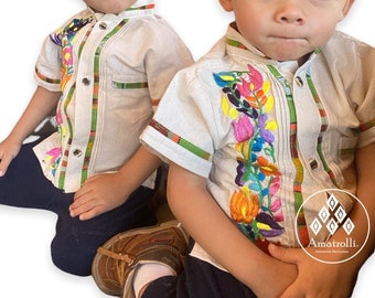 Guayabera Mexican Embroidered Shirt for Child model Fernandito