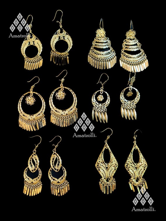 LOT OF 6 Earrings in Gold Plate Model Oaxaca -  Hong Kong