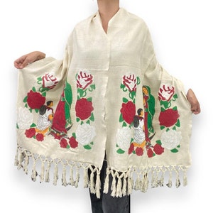Rebozo Chal Pashmina Mexicano Estampado Virgen De Guadalupe