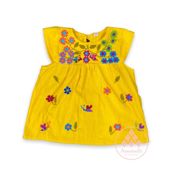 Mexican Embroidery Dress for Girl Model Abejita Etsy