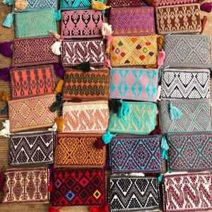 LOTE DE 6 Monederos Artesanales Mexicanos de Telar modelo 1Cara