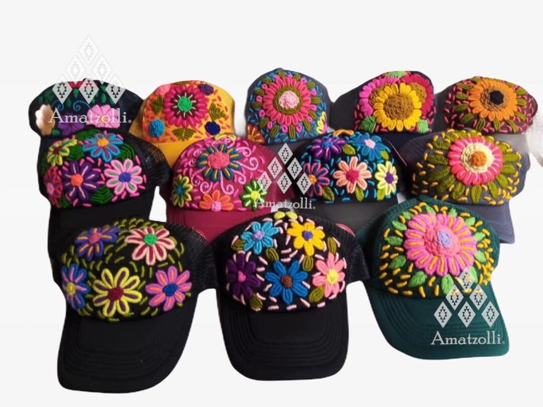 Mexican Embroidered Cap Rococo Model - Etsy