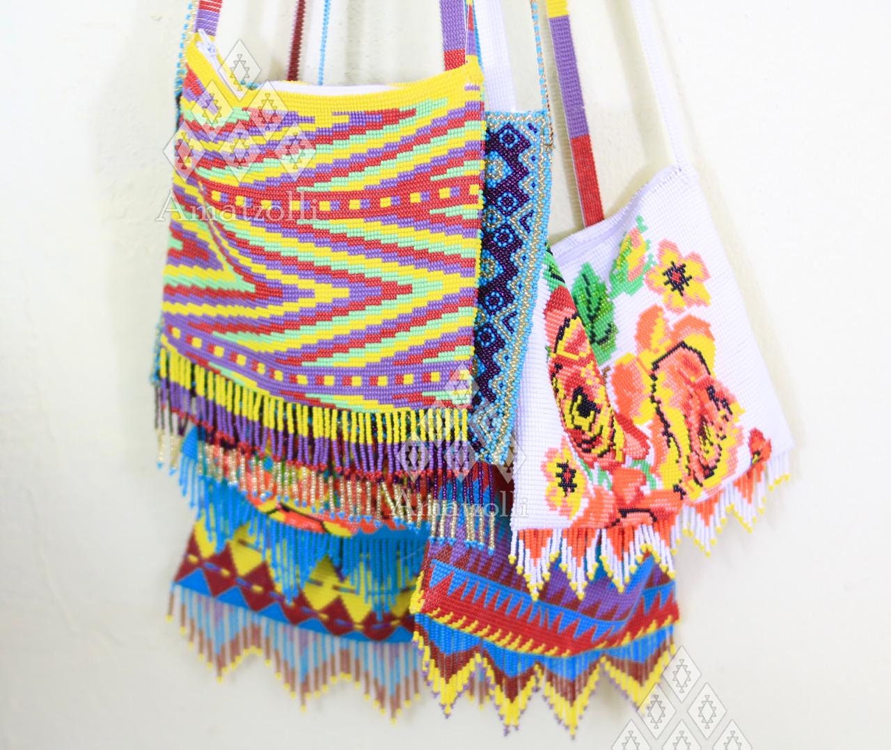 Morral Bolsa de Chaquira Artesanal Mexicano | Etsy España