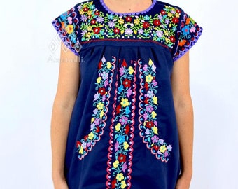 Mexican Bata Dress Typical Embroidery mod. Rain