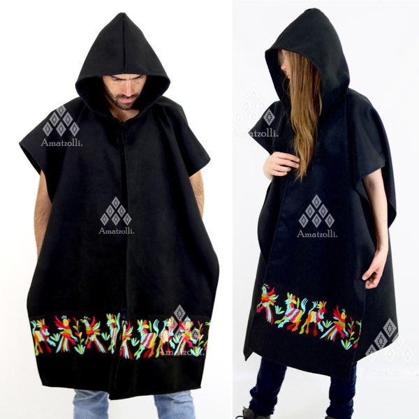 Poncho unisexe avec modèle mexicain de capot ottoman