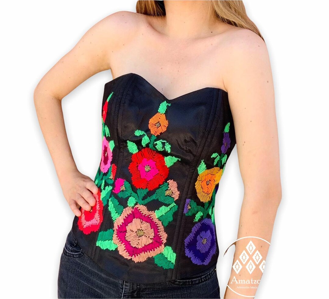 Mexican Handcrafted Embroidered Corset Chiapas Model - Etsy