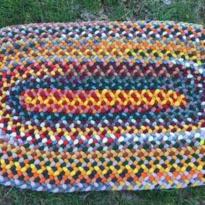 Hand Braided Oval Wool Rug, Multi Colored 36 x 20 image 9