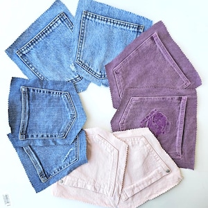 8 pcs Recycled Denim Pockets Colorful jean Pockets assorted for crafting 8 pcs