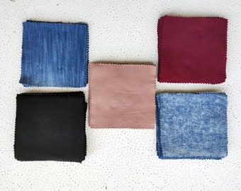 40 Stück 5" Denim-Quadrate aus farbigem Denim-Stoff, Patchwork-Set, Steppdeckenzubehör