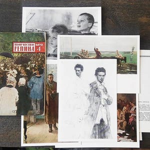 Pinturas de Repin 12 cartões postais Conjunto completo de esboços de arte foto Criatividade Repin vintage soviético