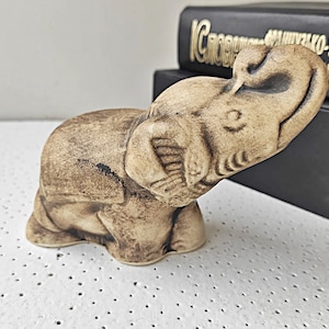 Small сeramic elephant vintage statuette shelf decor animal figurine