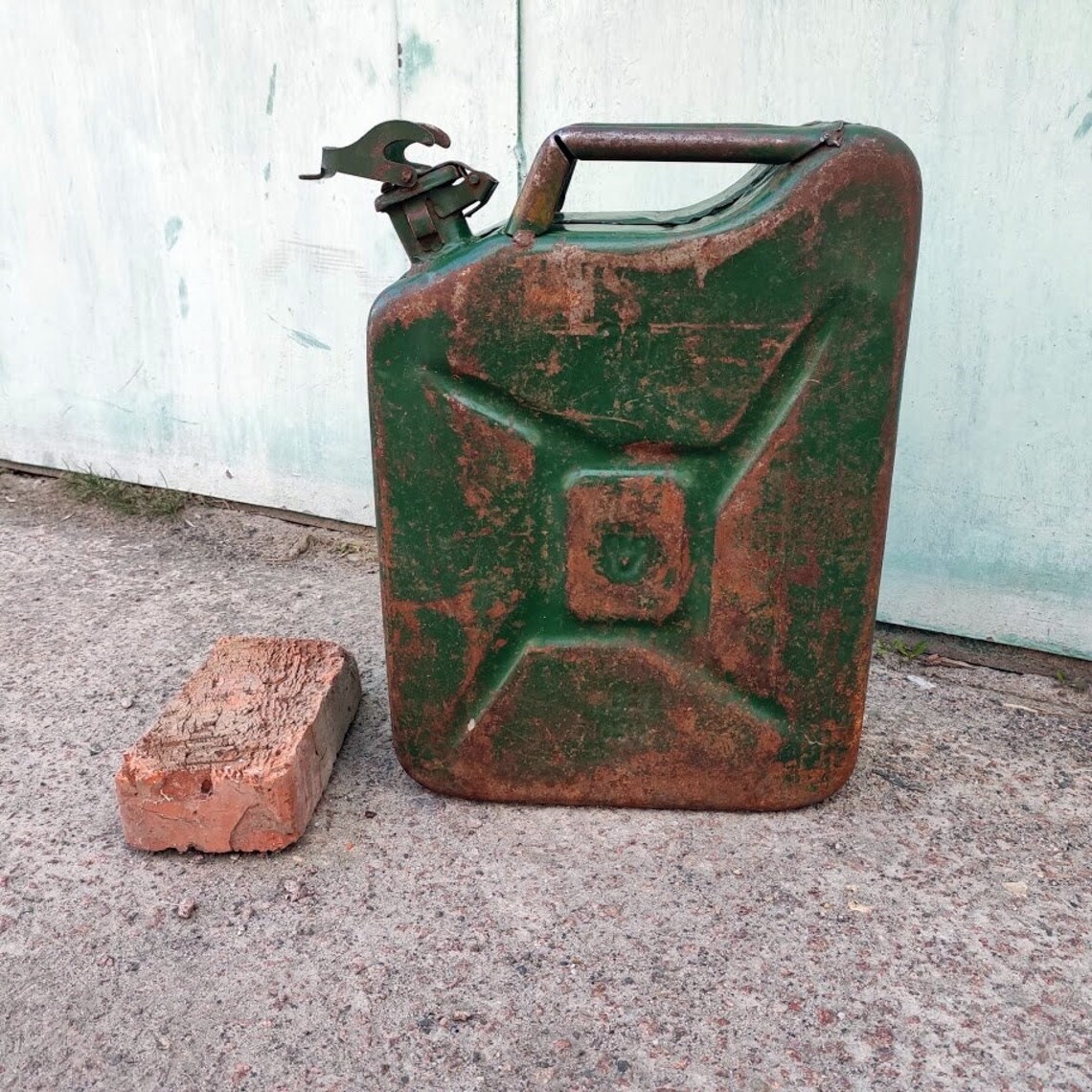 Soviet vintage canister 20 L Large gas petrol can green rusty Etsy