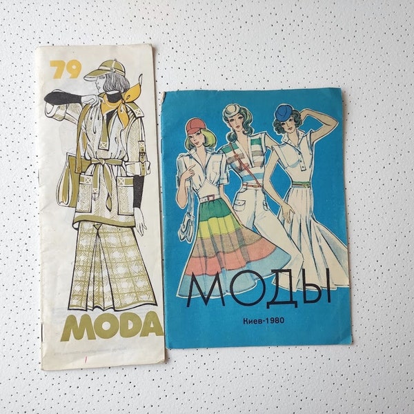 Small Soviet fashion magazine Kyiv Moda, Old clothing design 70-80, vintage clothing illustrations