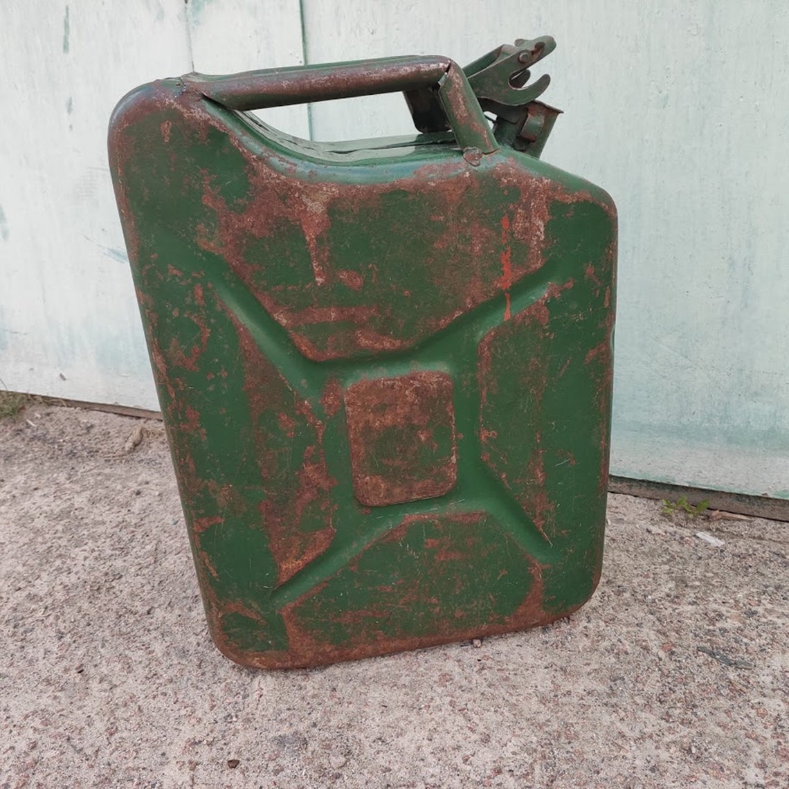 Soviet vintage canister 20 L Large gas petrol can green rusty Etsy