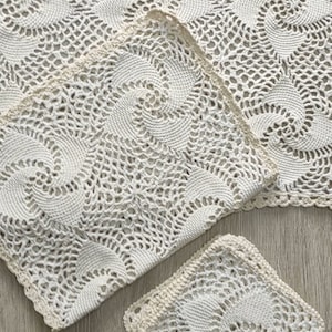 Handmade Crochet Doilies: Boho Farmhouse Tablecloth & Coasters