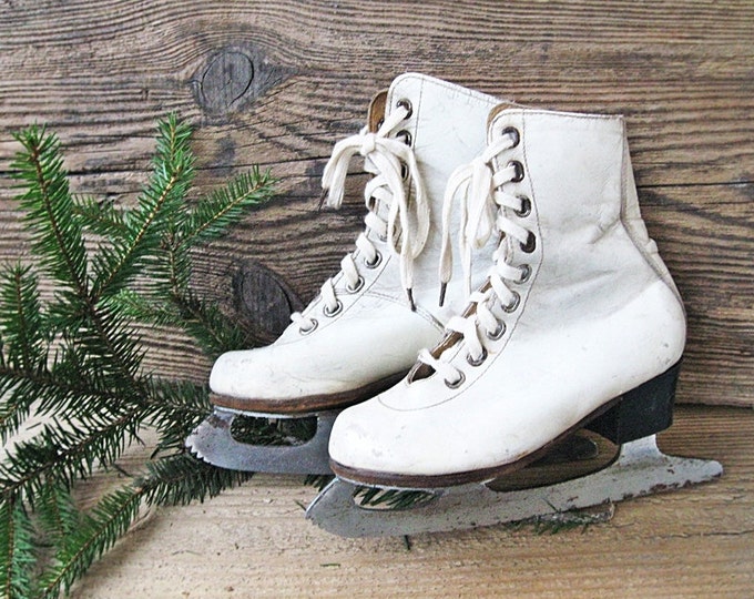 Small Ice Skates Vintage Christmas Home Decor Shabby Chic Etsy