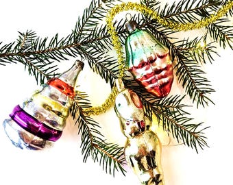 ヴィンテージソビエトクリスマスオーナメント、ガラスツリーデコレーション、ロシアの新年、コレクター向けおもちゃギフト