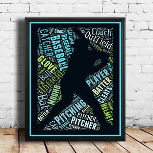 Baseball-Dekor, Baseball druckbare dunkel blaue Wandkunst, Wohnkultur, Sport-Poster-Dekor, Boys Room decor, Baseball Plakat Kinderzimmer Dekor