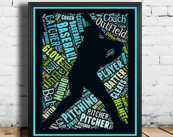 Baseball Decor, Baseball Art printable Dark Blue Wall Art, home decor, Sports Poster decor, Boys room decor, baseball poster kids room decor